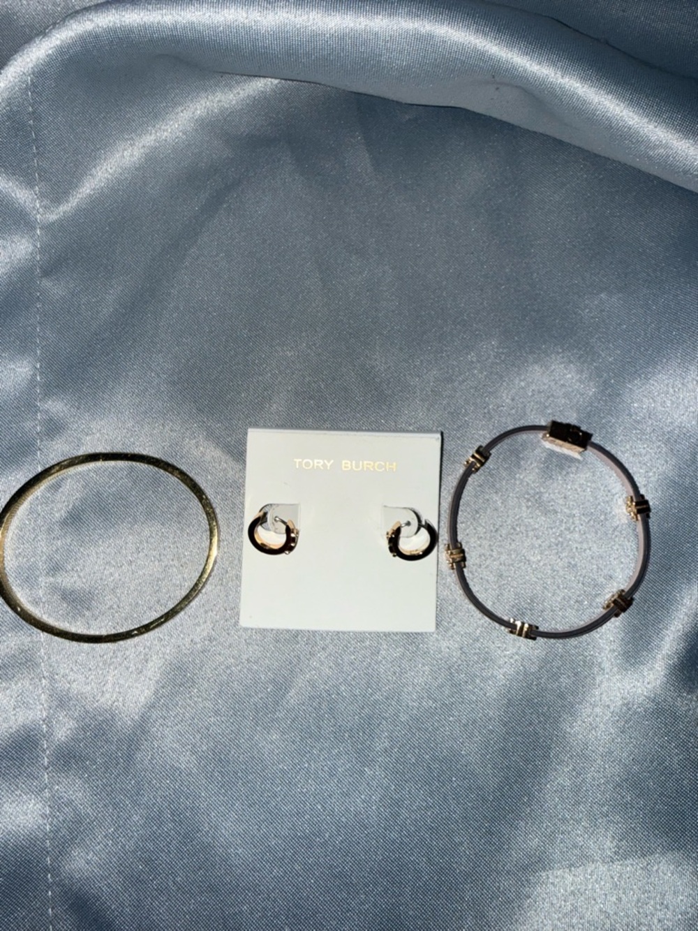 Tory Burch Gold-Tone Bracelet Set with Gray Cord Bracelet